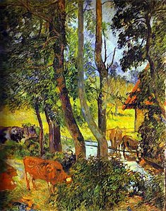 Bovins à l'abreuvoir, Paul Gauguin, 1885.