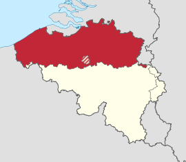 Flámske spoločenstvo Belgicka – na mape červená farba