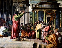 St Paul Preaching in Athens label QS:Len,"St Paul Preaching in Athens" label QS:Lpl,"Kazanie św. Pawła do ateńczyków" 1515.