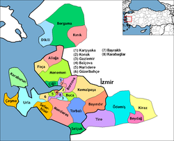 Location of Dikili within Turkey.