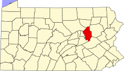 map of Pennsylvania highlighting Columbia County