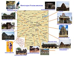 Haveri region Tourism map, North Karnataka.