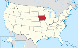 Iowa markerat på USA-kartan.