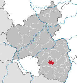 Местоположба на Кајзерслаутерн во Рајнската област-Пфалц