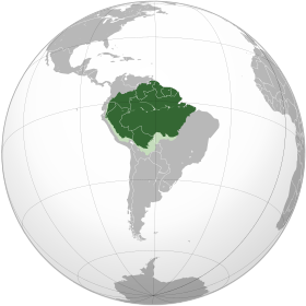 Mapa da ecorregião amazônica definida pelo WWF.