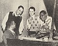 L to R: Billy Strayhorn, Duke Ellington, Leonard Feather, and Louis Armstrong, 1946