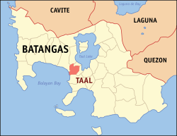 Mapa de Batangas con Taal resaltado