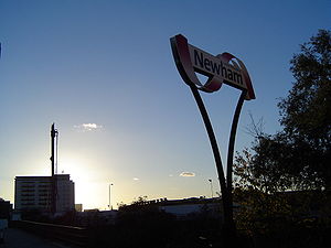 The London Borough of Newham logo at sunset