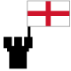 Piktogramm Turm mit englischer Flagge