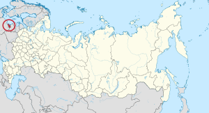 Kaliningradin alue Venäjällä, alla kaupungin sijainti alueella