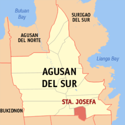 Mapa de Agusan del Sur con Santa Josefa resaltado