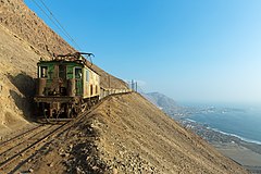 Third place: High above Tocopilla, Chile, one of SQMs Boxcabs coasts downhill to the Reverso switchback. Attribution: Kabelleger / David Gubler (CC BY-SA 4.0)