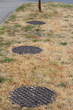 Three manhole covers in Chilliwack