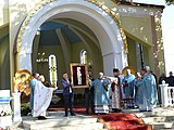 Повернення ризи чудотворної ікони Розп'яття до парафіяльної церкви села Зарваниця