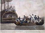 ציור המתאר את נטישת קפטן בליי ומלחיו בידי המורדים על ספינתו
