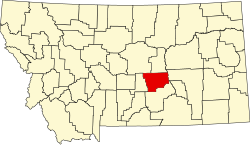 Karte von Musselshell County innerhalb von Montana