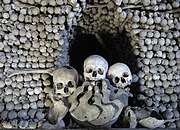 Bones inside the Sedlec Ossuary