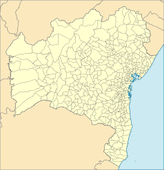 Mapa konturowa Bahia, blisko centrum po prawej na dole znajduje się punkt z opisem „Itambé”