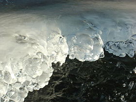 Detail of ice with dark water