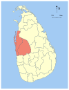 Area map of North Western Province of Sri Lanka