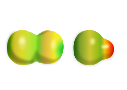 Densidad electrónica de los compuestos IBr (izquierda) e IF (derecha).svg