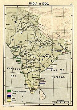 Wilayah terluas Kekaisaran Mughal, pada 1700-an M.