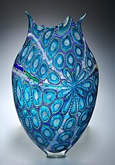 Glass vase using murrine technique by David Patchen, dated 23 January 2012.