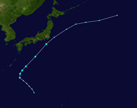 Tracking map of tropical storm