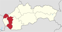 Trnavský kraj na mapě Slovenska