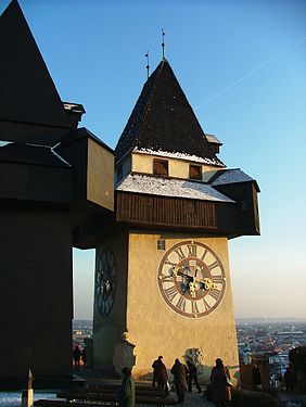 the clock tower in Graz, Steiermark