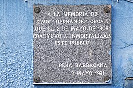 Móstoles, Commemorative plaque to Simón Hernández.jpg