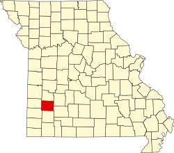 map of Missouri highlighting Dade County