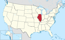 Illinois markerat på USA-kartan.