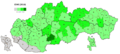 Az ĽSNS által elért százalékos eredmény Szlovákia egyes járásaiban a 2016-os parlamenti választáson