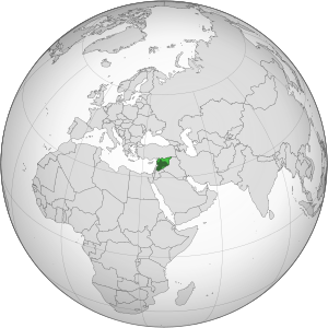 Сирия на карте мира      — Неподконтрольные правительству территории      — Подконтрольные правительству территории