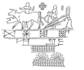Scène de labour représenté sur un sceau dans la Mésopotamie antique