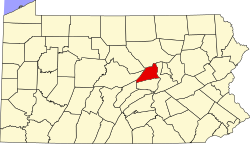 Map of Pennsylvania highlighting Union County
