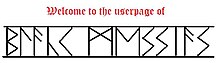 „Black Messias“ auf einer Wikipedia-Benutzerseite - Zeichen für c aus angelsächsischer Runenreihe