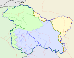 Map of जम्मू एवं कश्मीर with श्रीनगर marked