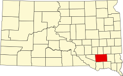 map of South Dakota highlighting Hutchinson County