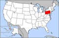 Map of USA highlighting Pennsylvania