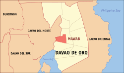 Mapa de Davao de Oro con Mawab resaltado