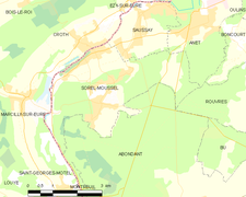 Carte de la commune de Sorel-Moussel.