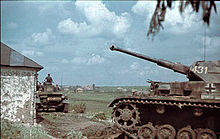 Othala als Truppenkennzeichen auf deutschem Panzer der 14. Panzerdivision in der Ukraine - Aufnahme 1942