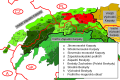 Північна частина Західніх Бескидів, позначено червоним (F)