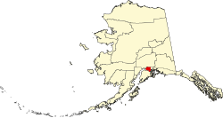 map of Alaska highlighting Anchorage Municipality
