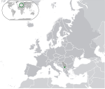 Map showing Kosovo in Europe