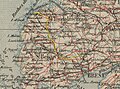 Tracé de la ligne le Rufa - Portsall sur une carte de 1916.