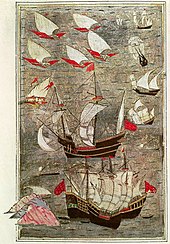 Flotte ottomane dans l'océan Indien, anonyme, XVIe siècle.