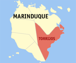 Mapa de Marinduque con Torrijos resaltado
